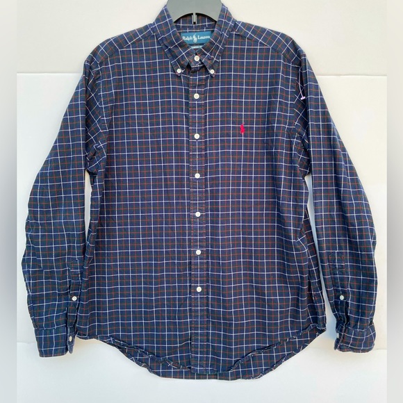 Ralph Lauren Men's Classic Fit Button Down Shirt Blue Size Medium